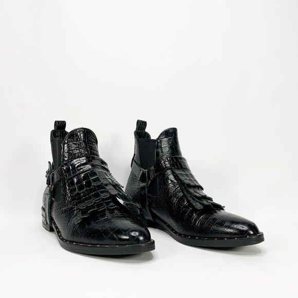 Freda Salvador Shoes - FREDA SALVADOR Croc-Embossed Kiltie Chelsea Boots